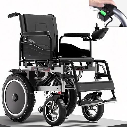 klappbarer Elektro-Rollstuhl mit elektrischer Hilfstaste am Griff, leicht und tragbar, Reichweite 20 km, Tragfähigkeit 150 kg, Joystick-Steuerung für Senioren, Erwachsene und Menschen mit Behinderung
