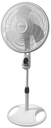 Lasko Oscillating Adjustable Pedestal Stand Fan with Timer and Remote for Indoor, Bedroom, Living Room, Home Office & College Dorm Use, 16 Inch, White, 1646