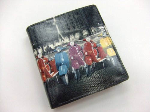 Golunski Portafogli in pelle stile Vintage, pieghevole in tre, da uomo, motivo Mod con Vespa