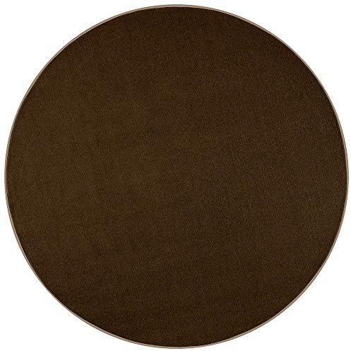 Hanse Home Nasty Teppich Rund – Wohnzimmerteppich Flauschiger Kurzflor Einfarbig Unifarben für Esszimmer, Wohnzimmer, Kinderzimmer, Flur, Schlafzimmer, Küche – Uni Braun, 200cm