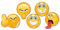 5er Set Smile-Aufkleber I Ø 5 cm rund gelb wetterfest I Sticker für Motorrad Mofa Roller Fahrzeug-Aufkleber Auto-Aufkleber Notebook Laptop I kfz032