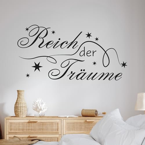 GRAZDesign Wandtattoo Schlafzimmer Reich der Träume Wandaufkleber Sprüche Erwachsene - 59x30cm / 042 flieder