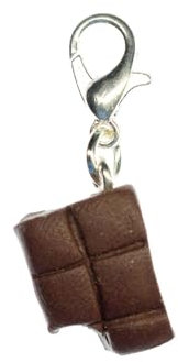 Miniblings Schokolade Charm Zipper Pull Schokoladentafel Schoki Biss - Handmade Modeschmuck I Kettenanhänger versilbert - Bettelanhänger Bettelarmband - Anhänger für Armband