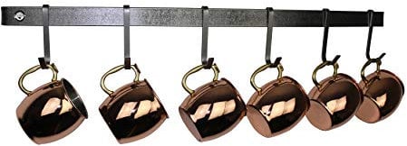 Enclume Stahl Tassenhalter mit 6 Haken, Wandmontage, Grau