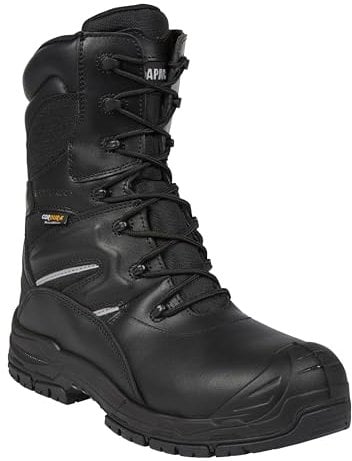 Apache Workwear Men's Combat Safety Boot | UK Size 10 | Composite Anti Scuff Toe Protection | Black Leather High Leg Shoe | Waterproof and Breathable Inner Lining