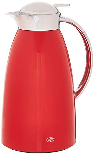 alfi Gusto Glass Vacuum Lacquered Metal Thermal Carafe for Hot and Cold Beverages, 1.0 L, Red
