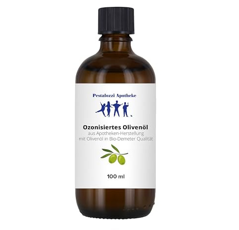 Ozonisiertes Olivenöl, 100 ml | Apotheken-Herstellung mit Olivenöl in Bio-Demeter Qualität | kaltgepresst für Haut
