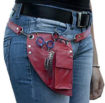 Tomishi Friseur - Werkzeugtasche mit Handyfach Farbe: rot Echt Leder