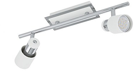 EGLO LED Deckenlampe Davida, 2 flammige Deckenleuchte, Deckenspot aus Metall in Chrom, Weiß, Wohnzimmerlampe, Spots inkl. GU10 Leuchtmittel, warmweiß