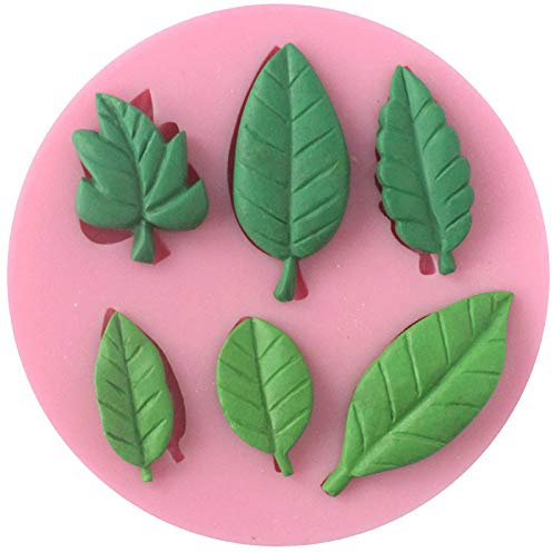 Moule Feuilles nervurées - Créer 6 feuilles, Moule silicone pour résine - en pâte à sucre ou pâte d'amande, Ustensiles de cuisson Moule en silicone, Tray Moule à gâteau / sucrerie / Jelly / Glace / Cookie / fondant, Pâtisserie Déco Gâteau 9.5*5*1cm 90g