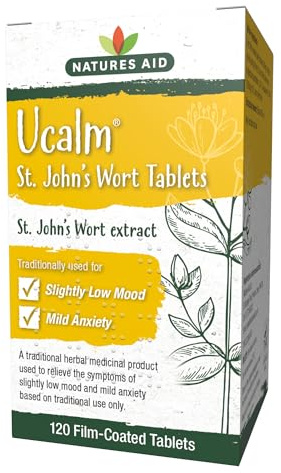Natures Aid Ucalm St John's Wort Supplement – 120 Tablets | Traditional Herbal Remedy for Low Mood & Mild Anxiety, Supports Emotional Balance & Mental Clarity, Vegan, Non-GMO