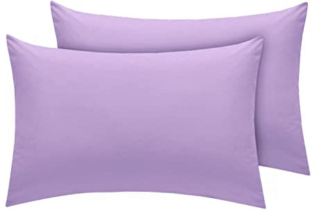 AmigoZone New 2 x Pillow Cases Housewife Plain Cover Polycotton Bedroom Luxury Pair Pack (Lilac)