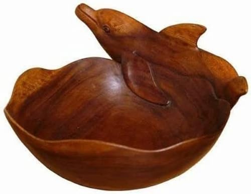Wogeka Holzschale Delfin geschnitzt Schüssel Obstschale Schale 02