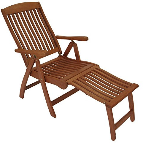 gartenmoebel-einkauf Klappsessel Maracaibo mit ausziehbarem Fussteil, klappbar, Eukalyptus Holz braun geölt, FSC®-Zertifiziert, Outdoor