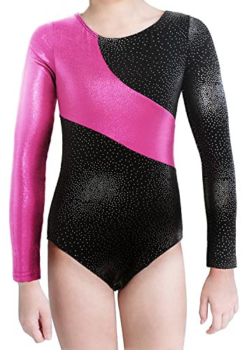 XiaoMoSha Gymnastics Leotards for Girls Long Sleeve/Sleeveless Dance Leotard Sparkle Ballet Dancewear for Kids (9-10 Years, Black)