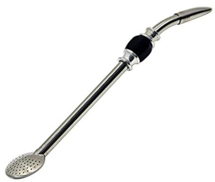 RECHERE Yerba Mate Tea Bombilla de acero inoxidable Filtro de paja para beber calabaza color plateado (negro)