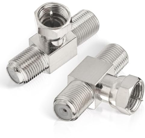 Superbat Divisor Tipo F de 75ohm Divisor F Macho a Doble Hembra Divisor de TV de 2 Vías 2Piezas Divisor de Antena para TV VCR Antena Video Sintonizador Satélite etc.