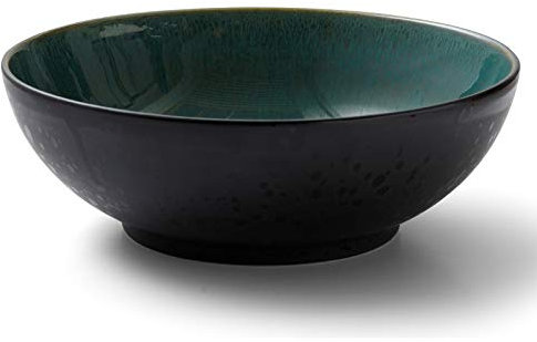 BITZ Salatschüssel, Schüssel/Schale aus Steinzeug, spülmaschinenfest, 30 cm im Durchmesser, schwarz/grün