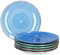 MamboCat Blue 6x Kuchen-Teller blau I robustes blaues Steingut-Geschirr für 6 Personen I 6er Dessert-Teller-Set - mit modernem Strudel-Dekor in tollen Blautönen I blaue Teller klein 6 Stück
