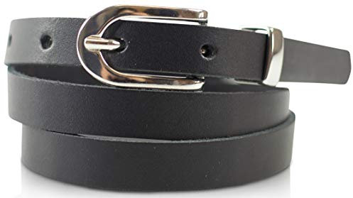 fashionchimp Basic Damengürtel aus 100% echtem Leder, schmaler Gürtel, Breite ca. 1,5cm, Made In Germany (Schwarz, 90/BW75)