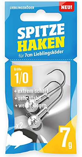Lieblingsköder Spitze Haken Gr. 1/0 Jigköpfe - 2 Jighaken, Gewicht:7g
