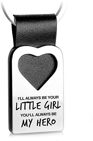 FABACH Herz Schlüsselanhänger mit Gravur aus Leder - Bester Papa - Vater Tochter Geschenk Anhänger für Vatertag und Geburtstag - Always your little girl, always my hero