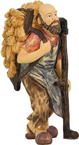 Bauer mit Kraxe aus Polyresin, handbemalt. Für 12 cm. Krippenfiguren.