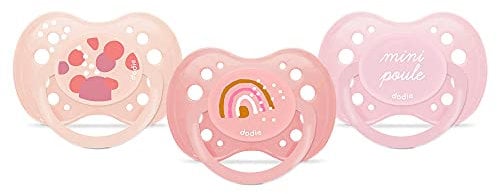 DODIE, Sucettes Anatomiques, Tetine pour bébé, +18 mois, Sans BPA, Résistante, Rose, Fille, Arc-en-Ciel, Lot de 3