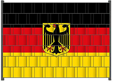 Wallario Zaun Sichtschutz Windschutz für EIN- und Doppelstabmattenzäune in der Größe Breite 2,00m x Höhe 1,40m, Motiv: Deutsche Flagge mit Wappen