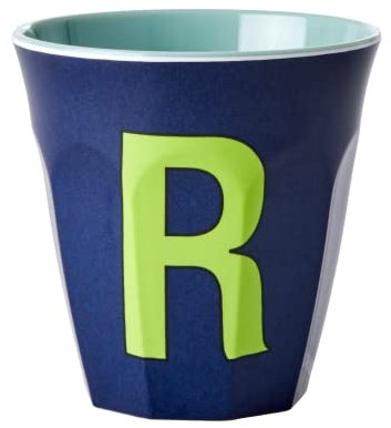 Rice DK Tasse moyenne en mélamine avec lettre R Bleu foncé