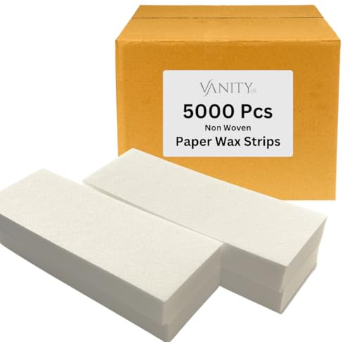 Vanity UK 5000 Pcs Paper Wax Strips Non Woven Disposable Plain White Waxing Sheets Professional Salon Quality Body Hair Removal Warm Soft Wax or Sugaring