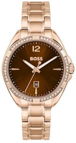 BOSS Analog Quarzuhr für Damen mit Rotgoldfarbenes Edelstahlarmband - 1502621