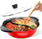 Kochtopf mit Trennwand für Induktionsherd, doppelseitig, Kochgeschirr, zwei Geschmacksrichtungen, Chinesischer Shabu-Shabu-Topf, für Suppe, Zuhause, Party, Familienfeier, 4,3 Liter (Rot)