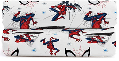 Jay Franco Marvel Spiderman City Streets Spannbettlaken für Doppelbett, 100 % Baumwolle, 2 Stück