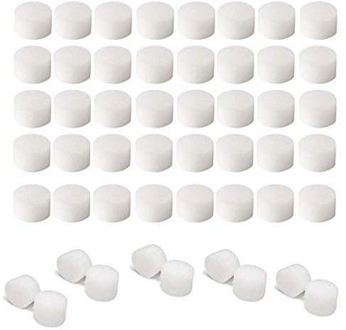 50 Pieces Air Filter Sponge Compressor Replacement System (60 PPI), Compressor System Accessories White Breathable Sponge Column Compatible Cool Mist Inhaler Vaporize Accessories Air Filter