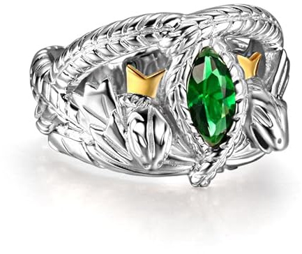 Kashasin LOTR 925 Sterlingsilber Aragorn Ring von Barahir Hochzeitsring Mode Herrenschmuck Geschenk mit Schachtel, 36, Glas