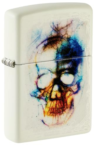 Zippo Windproof Lighter, Skull Design – Glow-in-the-Dark, Colour Image – Refillable, Reusable, Windproof Design – Comes in Gift Box – Made in USA