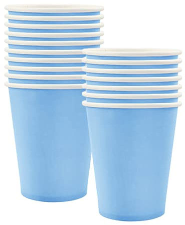 32pcs Baby Blue Paper Cups,9oz Disposable Tableware Party Cups Solid Colour Paper Cups Party Drinking Cups for Birthday,Wedding,Picnic, BBQ,Bar,Restaurant and Party Supplies Table Decorations