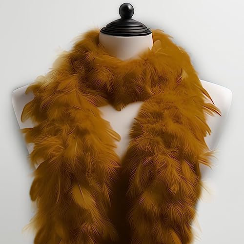 Kopper-24 Federboa, Goldfarben, Einfarbig, Länge ca. 1,80m, für Erwachsene, Feierliebhaber, Frauen, Federboa, Vintage, Unisex, Karneval, Halloween, Geburtstag