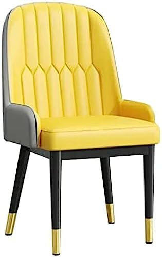 Esszimmerstuhl Im 1er-Set, Gepolsterter Akzentstuhl Aus Modernem Leder, Schreibtischstühle, Kleiner Sessel, Wohnzimmer-Freizeitstühle Mit Metallbeinen Für Küche, Esszimmer, Schlafzimmer,/Gelb,YUYA