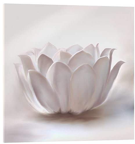 Posterlounge Weißer Lotus Acrylglasbild von Christine Ganz Wandbilder für jeden Raum 100 x 100 cm Beige Blumen Wanddeko
