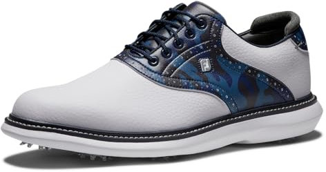 FootJoy Traditions, Zapatos de Golf Hombre, Blanco Azul Marino Multi, 46 EU