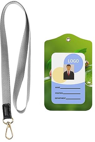 Adorable Ladybug with Umbrella Print 2-sided Leather ID Card Holder with Lanyard, Genuine Leather Badge Holder with 1 ID Windo,1 Piece Pu Leather Detachable ID Lanyard with Swivel J Hook