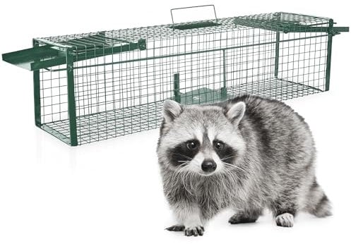 Garthein - Lebendfalle 120 cm für Marder, Ratten, Waschbären & Füchse - Tierfreundliche Drahtfalle mit Bissschutz, 2-Eingänge, wetterfest - Marderabwehr, Rattenfalle, Tierfalle für Garten, Dachboden