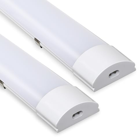 Sonnewelt 2er LED Feuchtraumleuchte 60 cm 18W, IP65 Wannenleuchte | 2er Set: 4000K Neutralweiß, IP65 wasserfest, komplette Wannenleuchte für Garage, Keller, Büro und Warenhaus.
