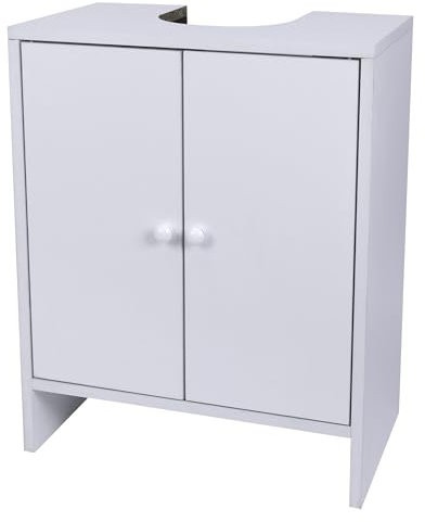 White Under Sink Bathroom Cabinet Free Standing Sink Bathroom Storage Unit, Basin Cupboard With Shelf W48 x H60 x D30cm