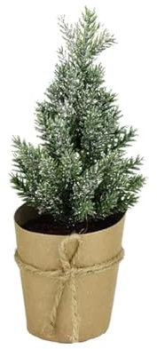 ZauberDeko Tannenbaum Deko Kunsttanne Mini im Topf Kunstschnee Glitzer Weihnachtsdeko 17cm, Form:C