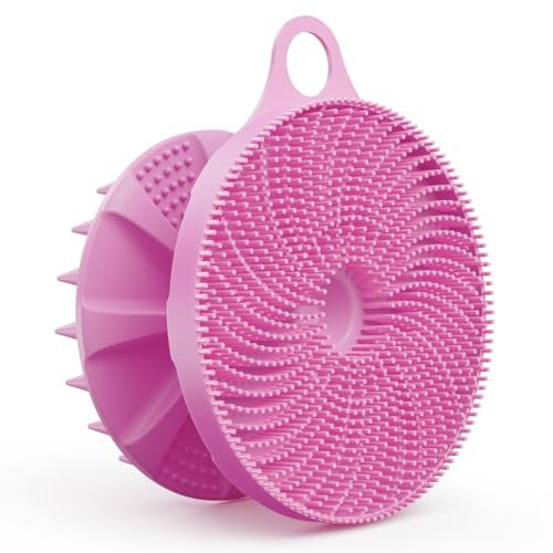 2 in 1 Silicone Brush, BEAUTAIL Body Shower Scrubber and Scalp Hair Massager Shampoo Brush, Deeply Cleanse Skin, Dandruff Removal and Hair Growth, Gentle for Women Men Sensitive Skin (Lilac)