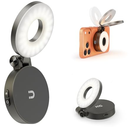 KraftGeek Magnetic Selfie Light for iPhone, Portable Phone Ring Light with Rechargeable Battery, Lightweight LED Phone Light for Travel, Video Recording, Vlogging (Black)
