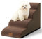 COZY KISS Hundetreppe für Kleine Hunde 50cm, Haustiertreppe für Bett aus Hochdichtem Schwamm, Hunde Treppe Hunderampe mit Waschbarem Bezug und Rutschfestem Boden, 40x72x50cm, 4 Stufen, Braun